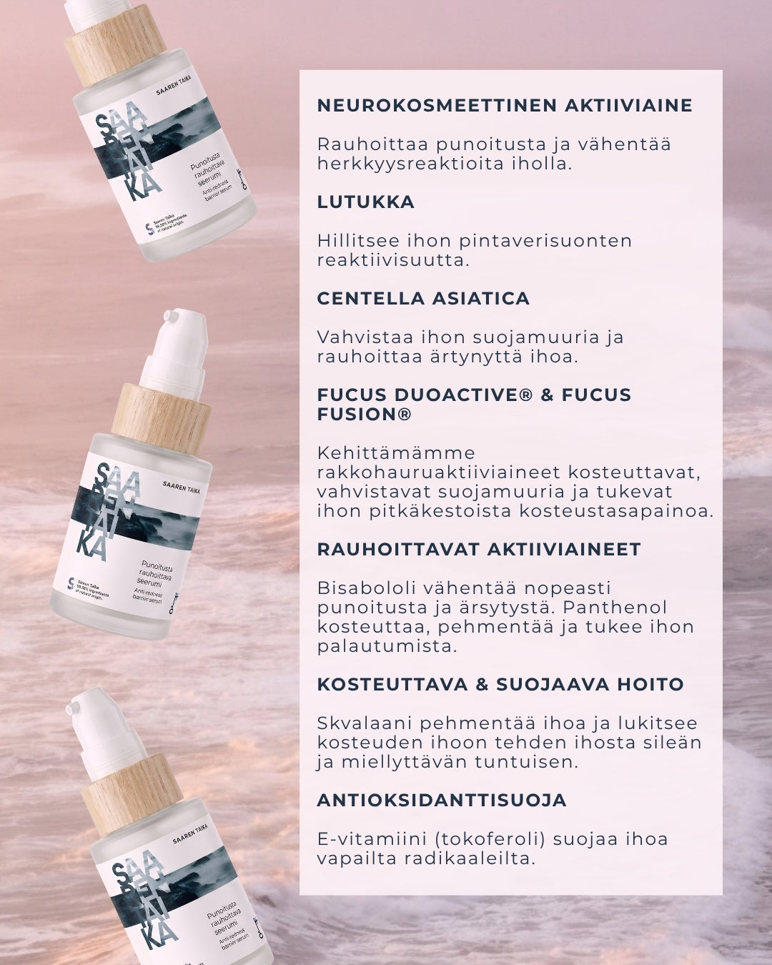 Punoitusta rauhoittava suojamuuria vahvistava seerumi
