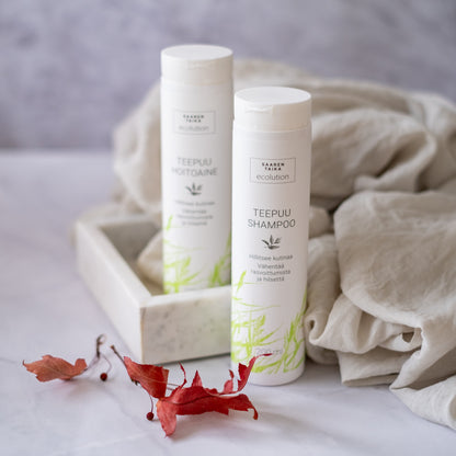 Nestemäinen Teepuushampoo, hilseelle, kutiavalle päänahkalle, normaaleille ja rasvoittuville hiuksille, luonnollinen, silikoniton, parabeeniton, 200ml - Saaren Taika Ecolution