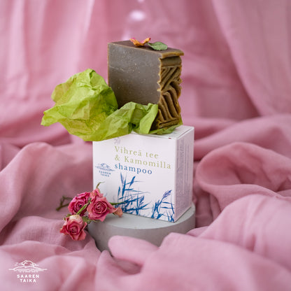 Vihreä Tee & Kamomilla palashampoo 105g | Saaren Taika