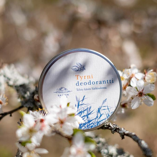 Voidedeodorantti Tyrni on luomu, vegaaninen, alumiiniton ja soodaton. N. 50ml 🇫🇮