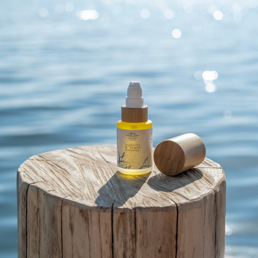 Jojoba & Teepuu suojaava kasvoöljy erityisesti akneiholle 30ml | Saaren Taika SH 39,95€