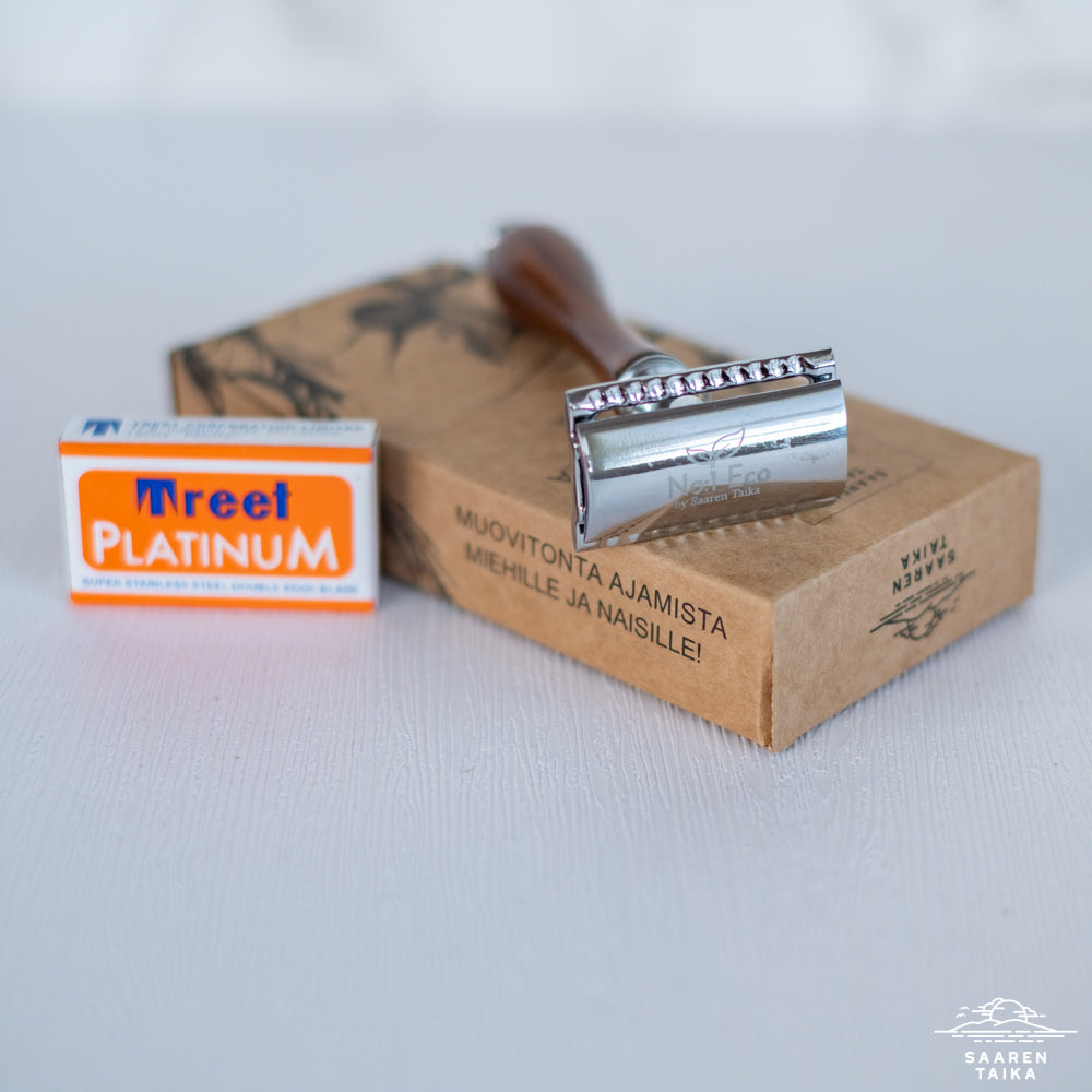 Zero Waste Safety Razor Sheivaaja/Höylä + 10 Terää Naisille Ja Miehille, Muoviton, Vegaaninen  - No:1 Eco by Saaren Taika