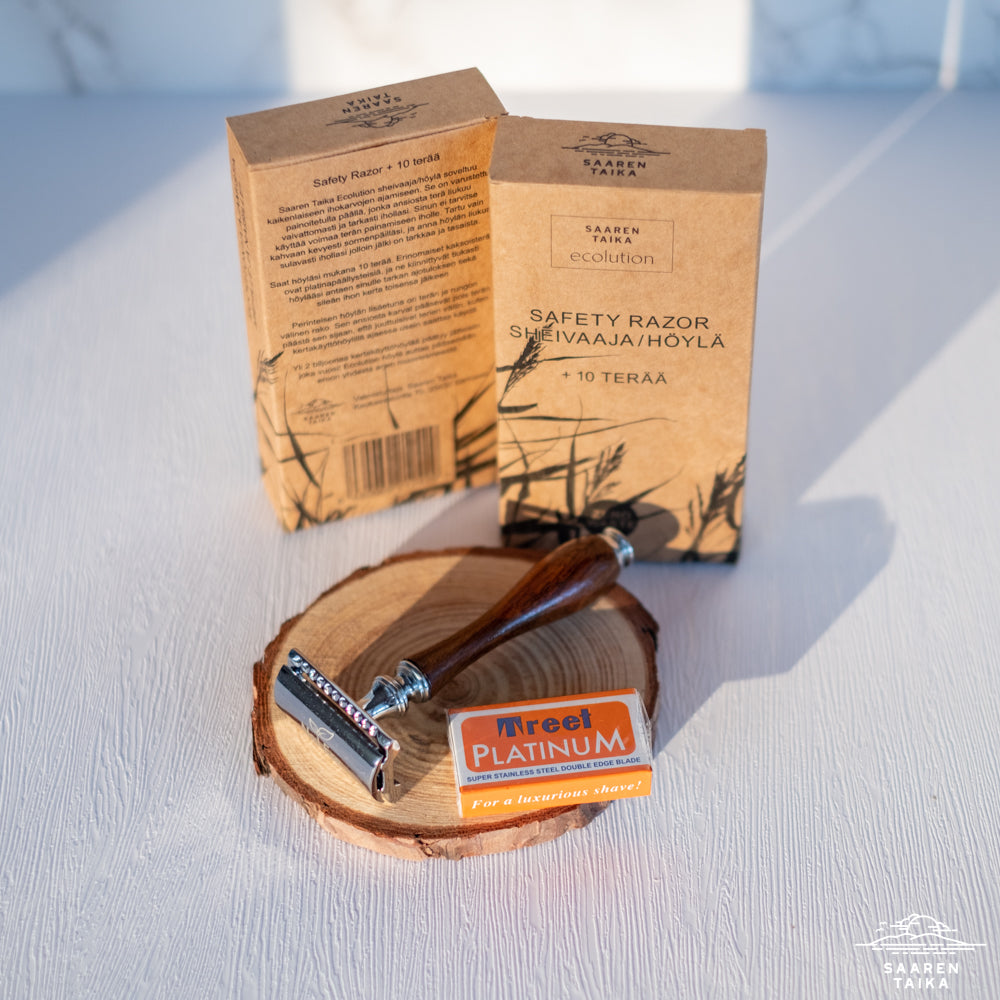 Zero Waste Safety Razor Sheivaaja/Höylä + 10 Terää Naisille Ja Miehille, Muoviton, Vegaaninen  - No:1 Eco by Saaren Taika