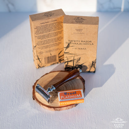 Zero Waste Safety Razor Sheivaaja/Höylä + 10 Terää Naisille Ja Miehille, Muoviton, Vegaaninen  - No:1 Eco by Saaren Taika